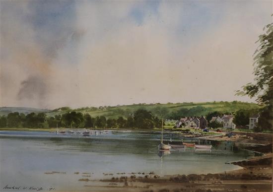 Michael W. King, watercolour, Towards the ferry, St Dogmaels, signed and dated 91, 29 x 40cm